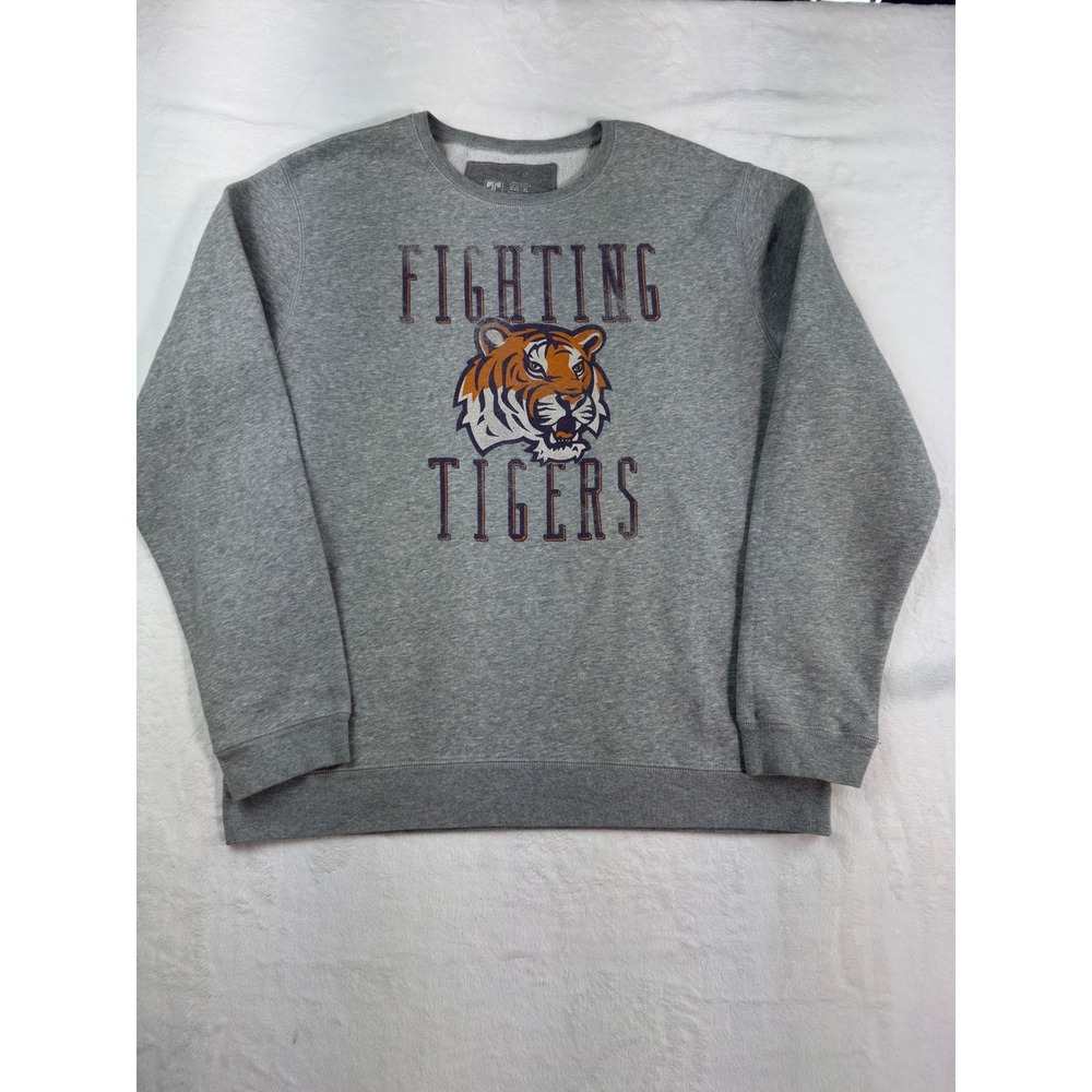 University Fighting Tigers Sweatshirt Mens XL Gray Long Sleeve Graphic Crewneck